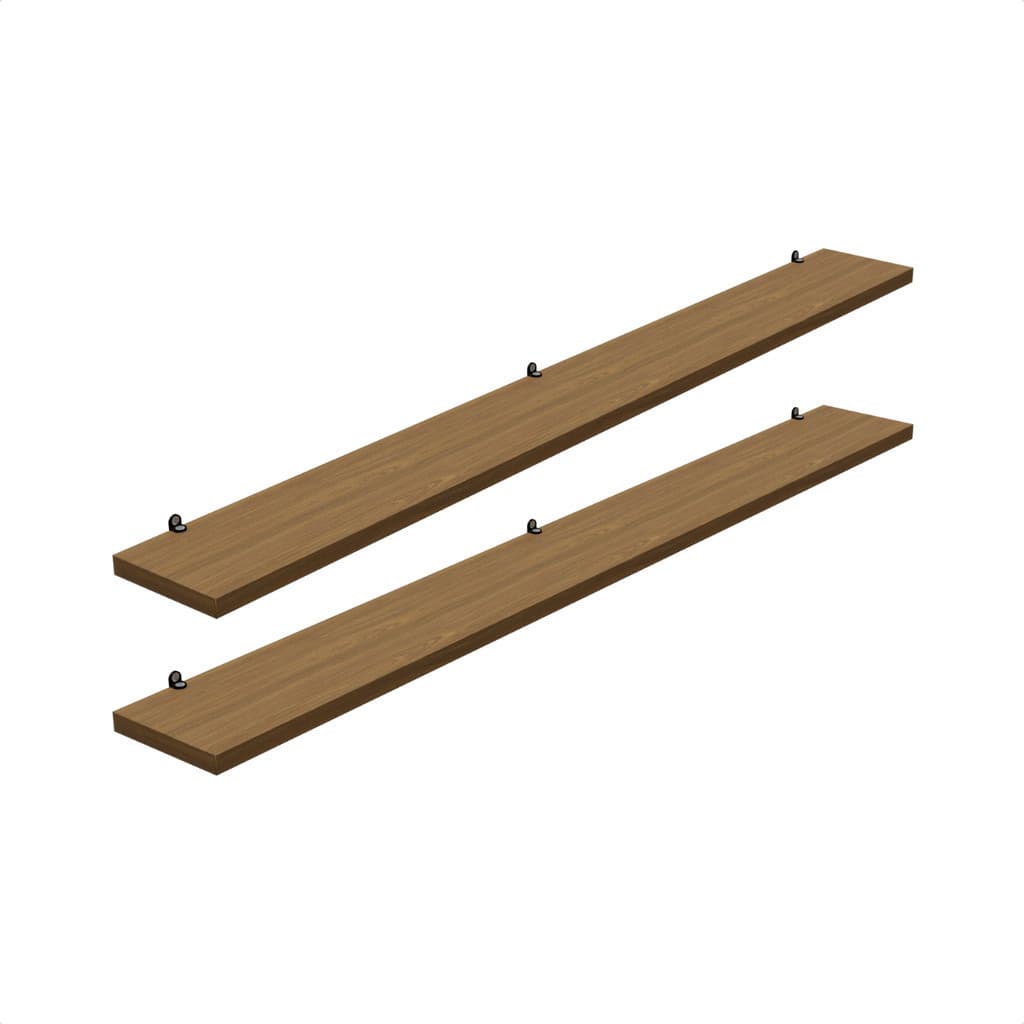 Kit 2 Prateleira Freijó 80X10 + Suporte Flutuante Mdf  Organizadora Decoração Cozinha Banheiro Sala