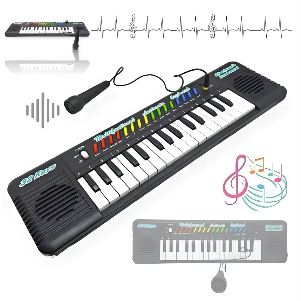 Piano Teclado Musical Infantil 32 Teclas Com Microfone Para Criança
