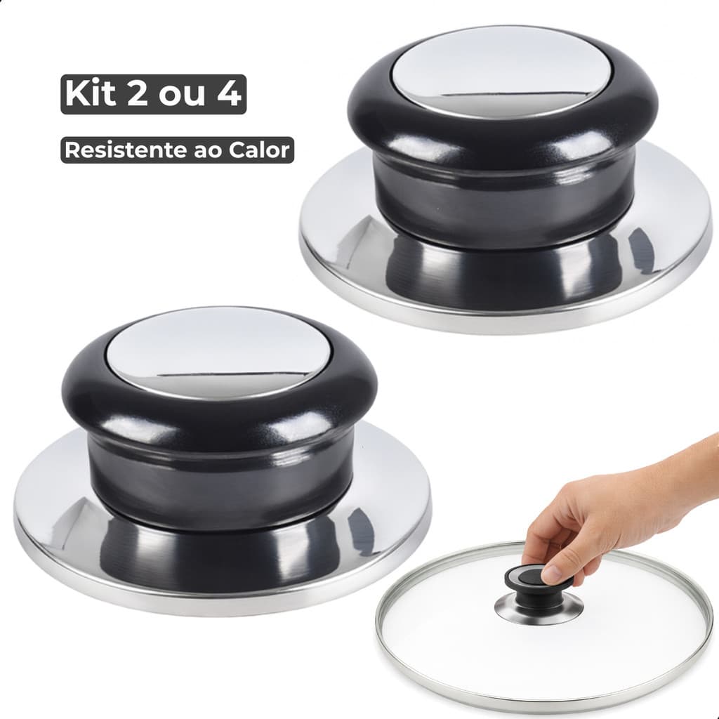 Puxador Universal para Tampa de Panela Botão Reposição Kit 2 ou 4