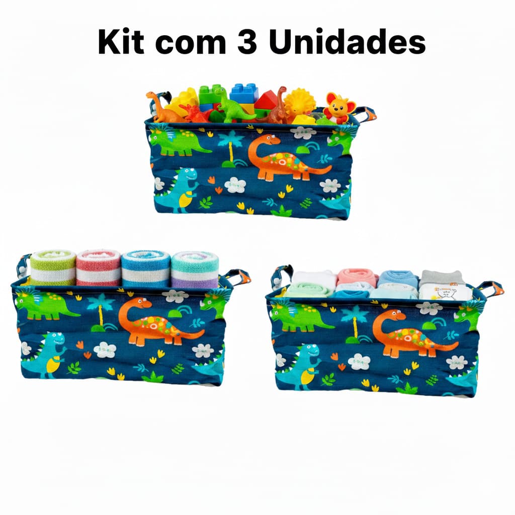 Cestos Cestinhos Organizadores Roupinhas Brinquedos Toalhas Kit com 3