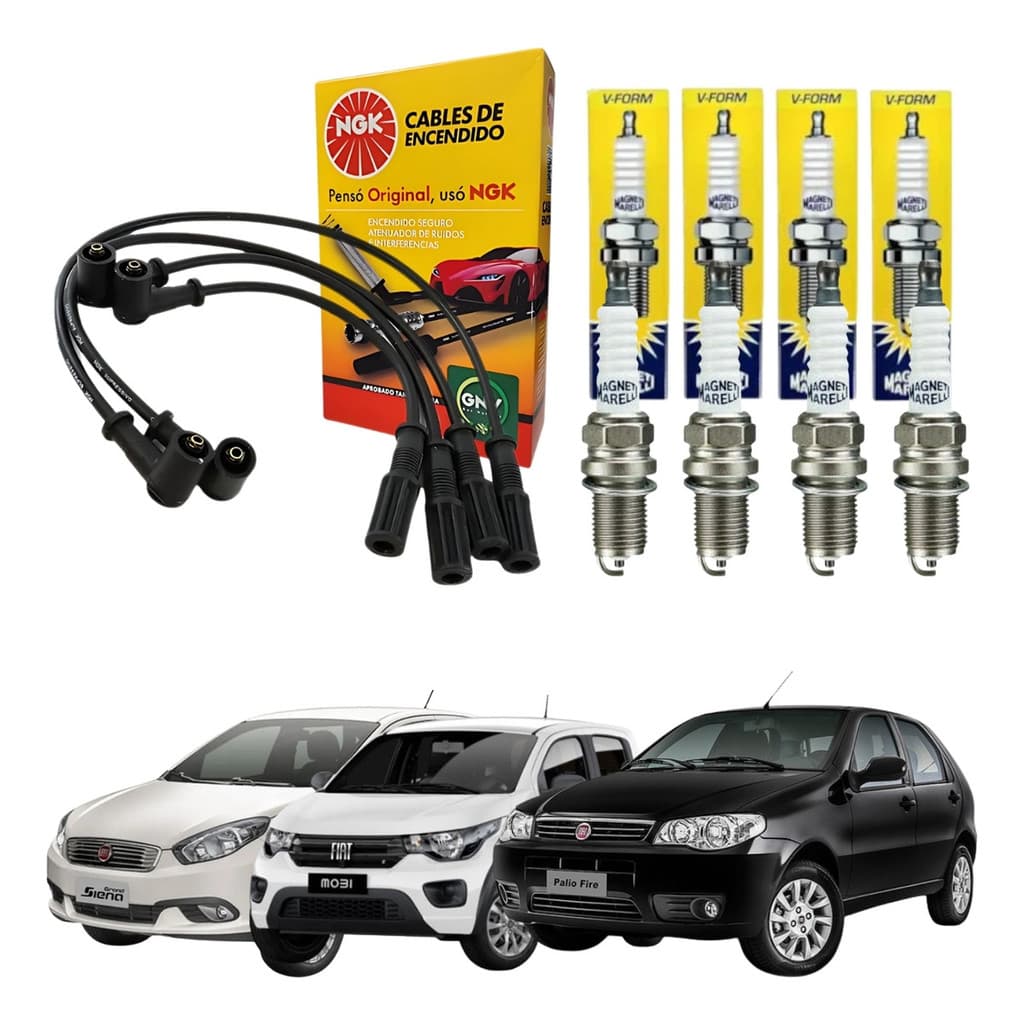Kit Cabo E Vela Ngk E Magneti Marelli Novo Uno 2010 1.0