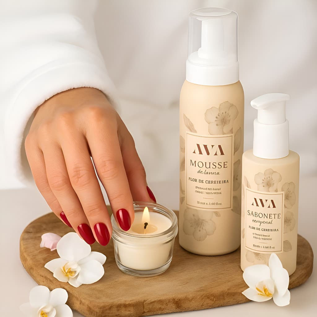 Kit Spa Ava Sabonete Liquido Mousse Banho Flor De Cerejeira. Flor De Cerejeira