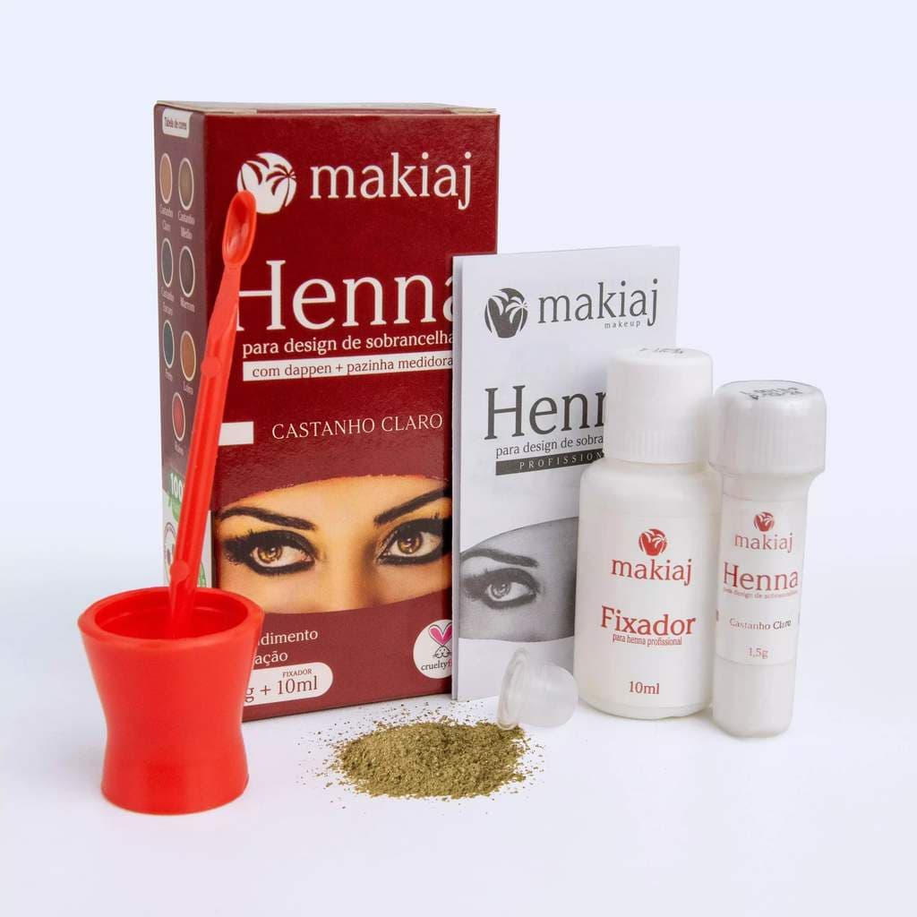 Henna Makiaj Profissional Para Sobrancelhas 1,5g + Fixador 10ml - Kit Completo Design