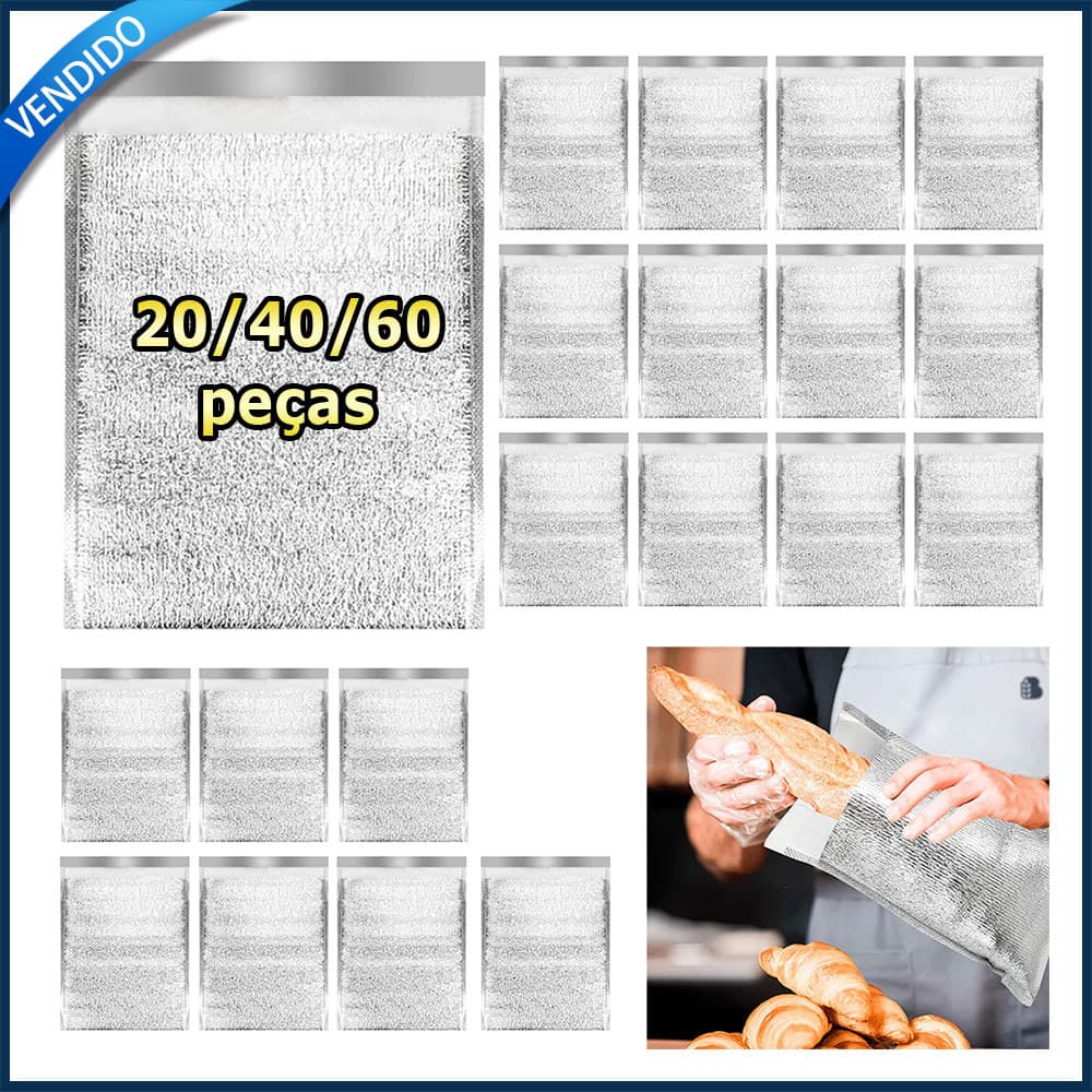 Kit 20/40/60 Sacos térmicos reutilizáveis forros para caixas térmicas sacos térmicos impermeáveis com fecho automático