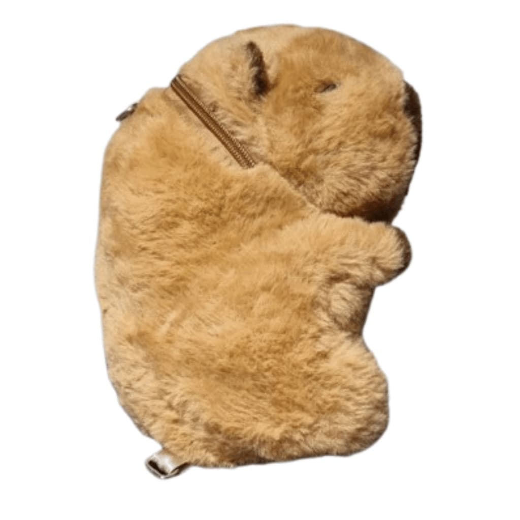 MOCHILA DE PELÚCIA PEQUENA- Estilo Capivara com Zíper