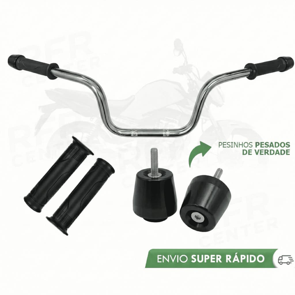 Kit Guidão Cargo Honda CG Fan Titan 160 + Pesinhos PCX 150 Preto + Manoplas