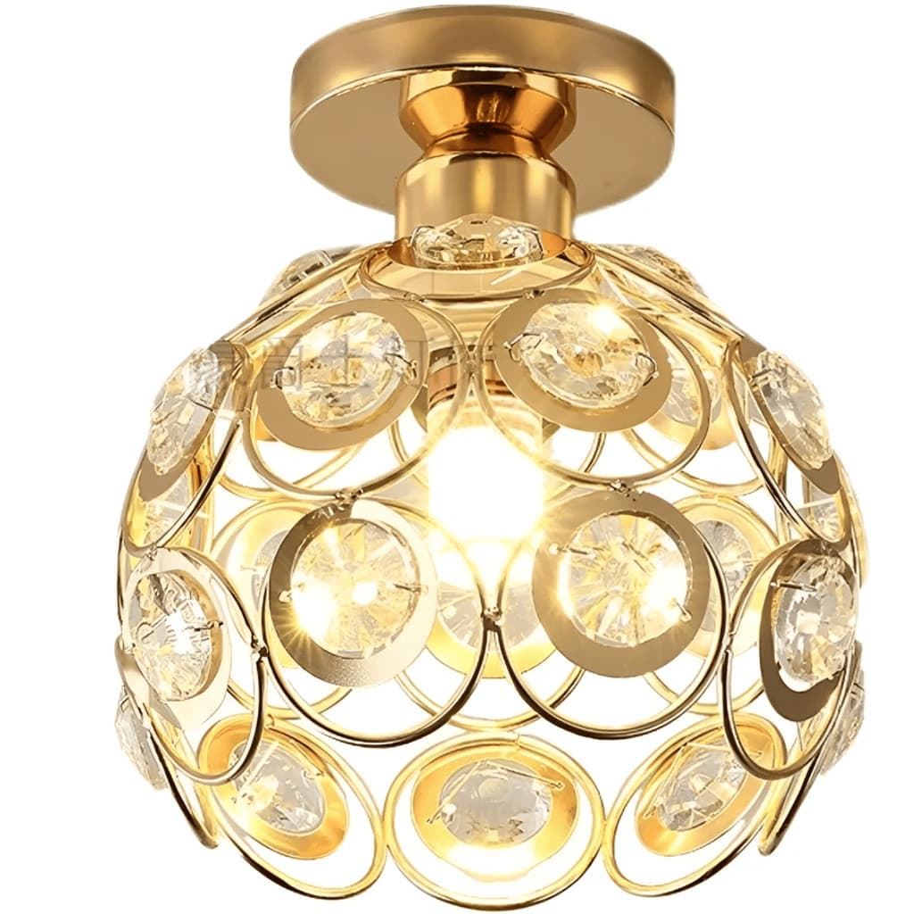 Luminária De Teto Plafon Sobrepor Led Wbcom Moderna Crystal 110v / 220v Dourado