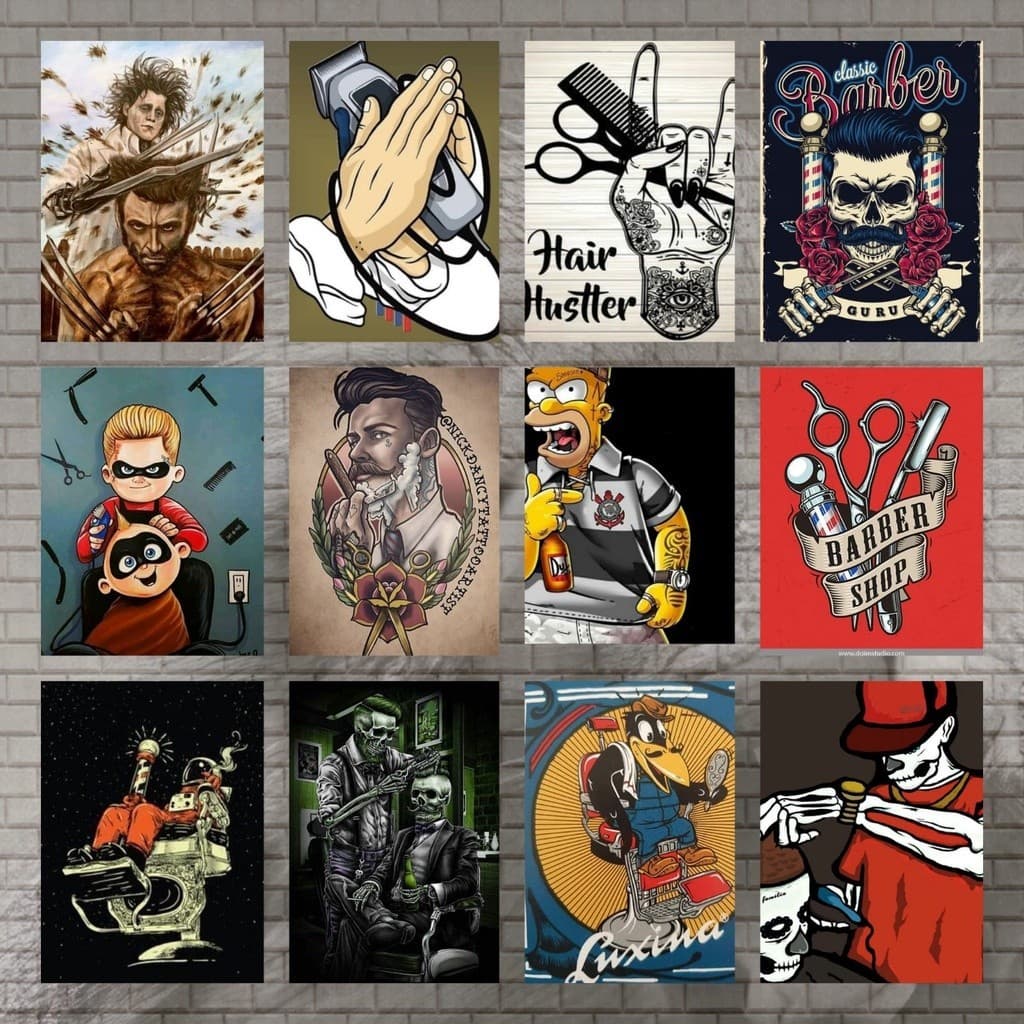 Placa Kit 20 Quadro decorativo Barbearia Cabeleireiro Quadros Animes Plaquinhas