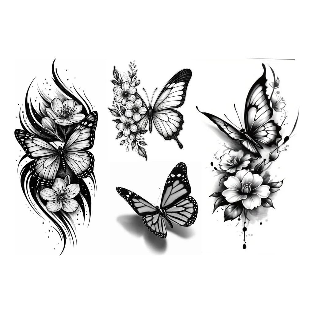 4 Tatuagem Falsa Temporária Borboletas