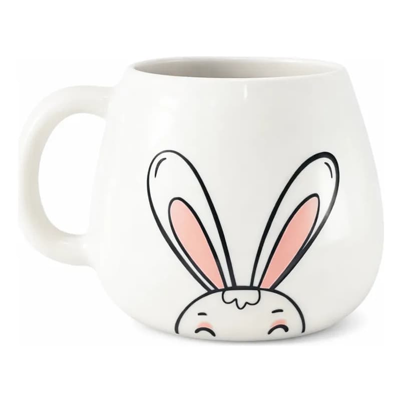 Caneca Coelho Páscoa Porcelana 500ml Orelha Boca Presente