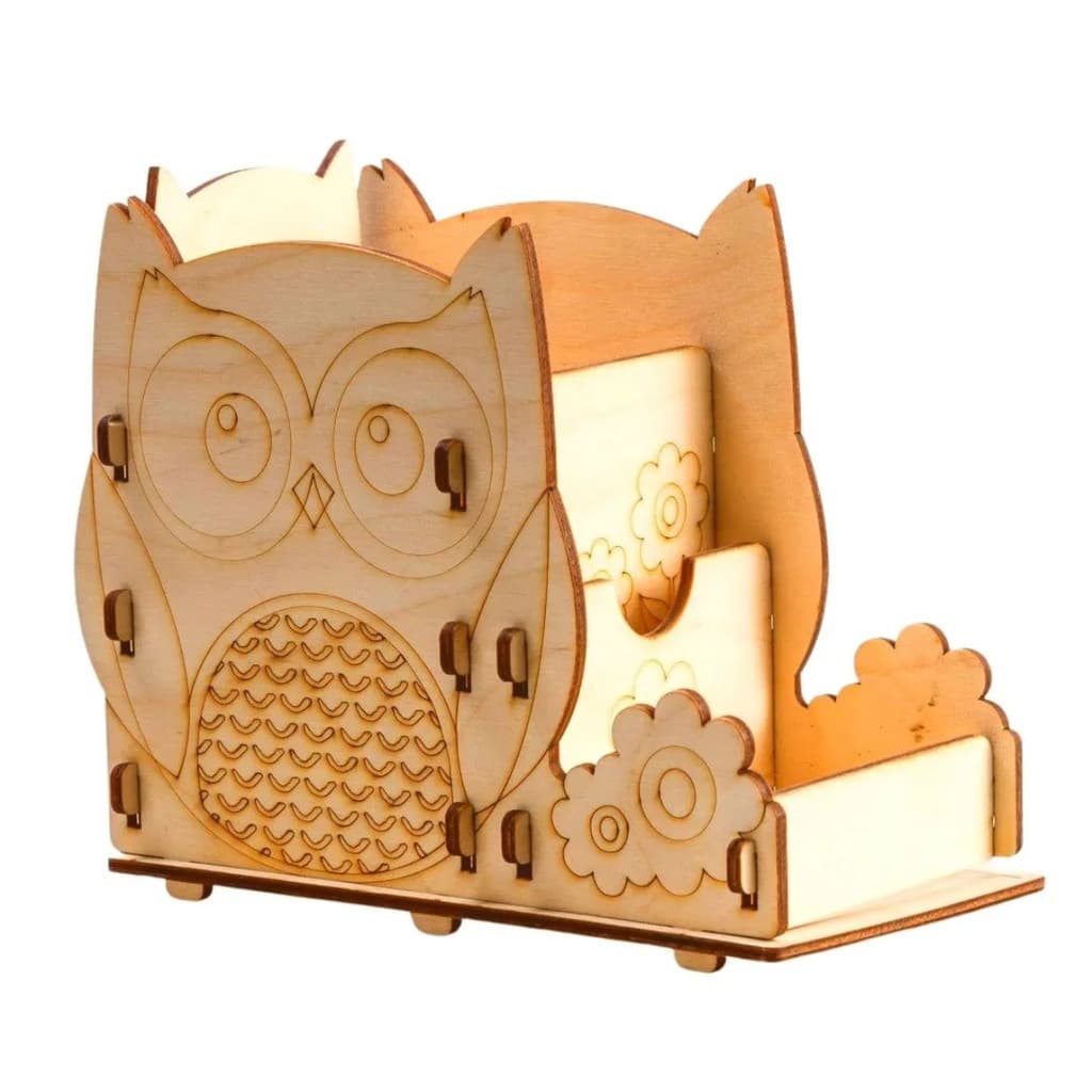 Organizador de Lápis e Canetas Coruja MDF - Porta Lápis de Mesa Decorativo