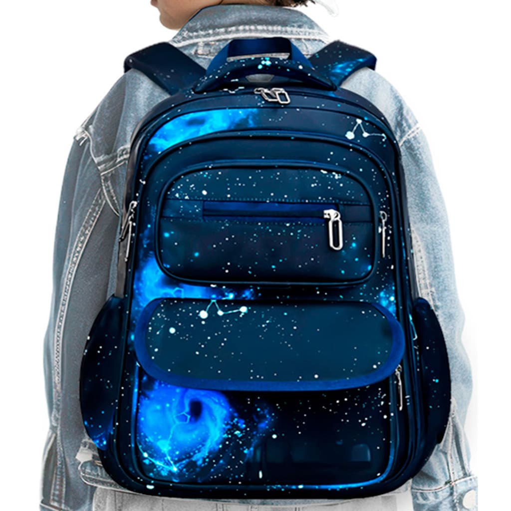 Mochila Masculina Bolsa Escolar Meninos Grande Espaço Lápis Fichario Porta Garrafa e Notebook