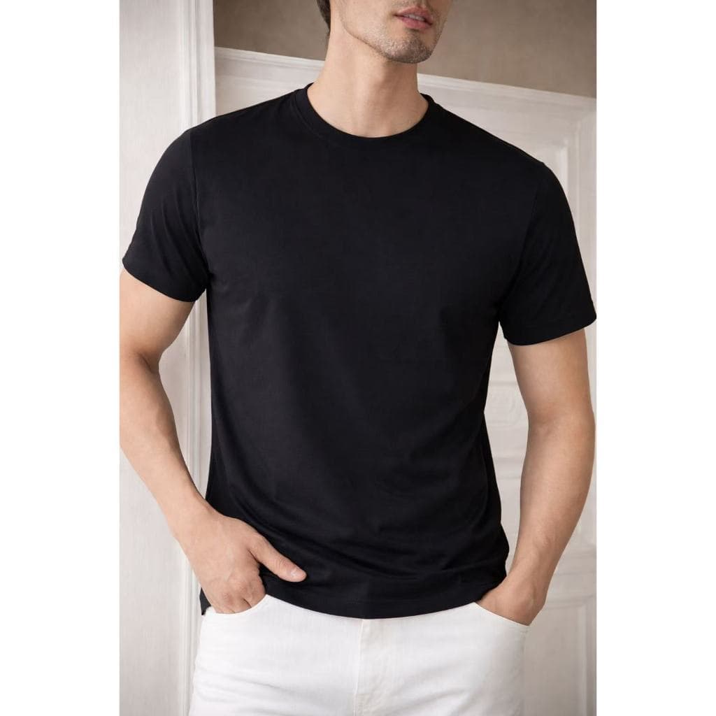 Camisa malha Pv básica de manga curta respirável, macia e versátil. Masculino Liso