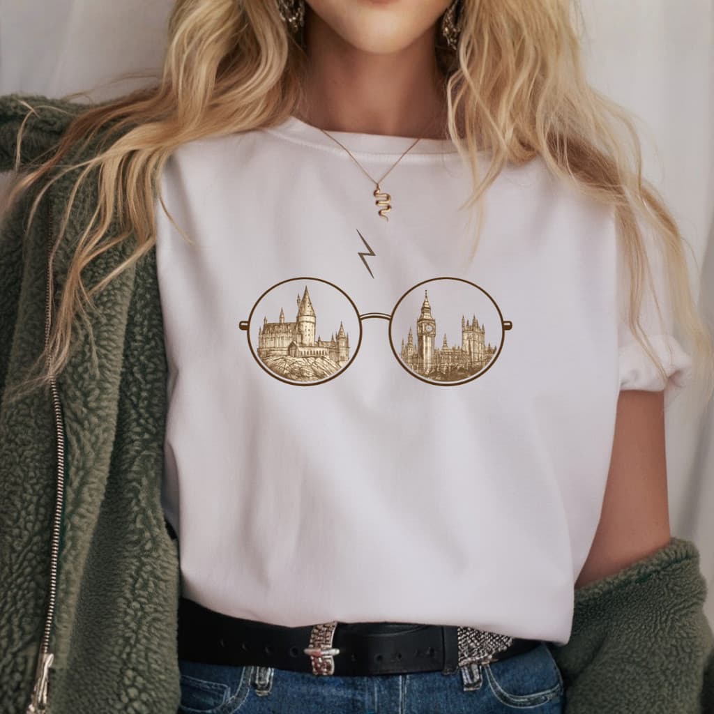 T-Shirt Feminina Harry Potter Oculos Hogwarts 100% Algodao CS