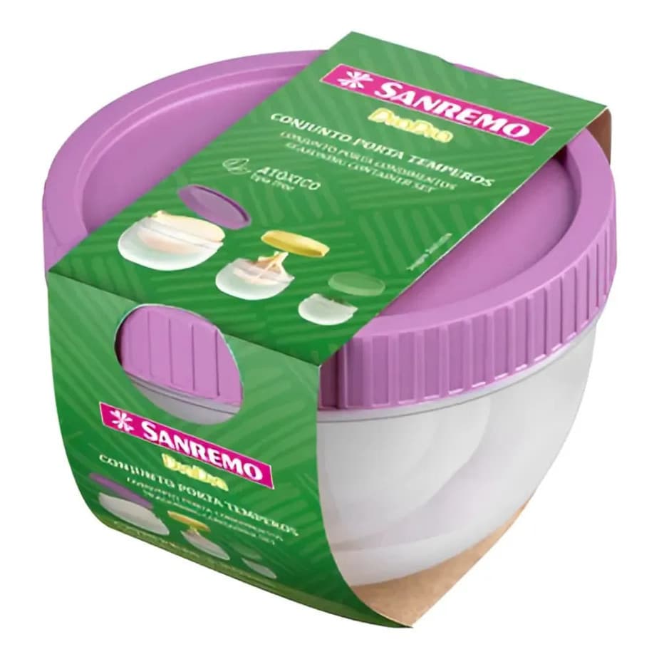 Cj Pote Guarda Temperos Alho Cebola Sanremo 3pçs