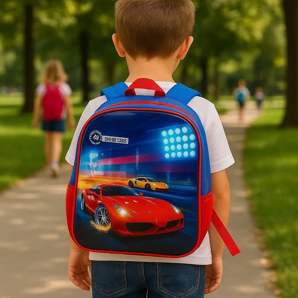Mochila infantil carros vermelha relâmpago McQueen escolar zíper reforçado passeio criança