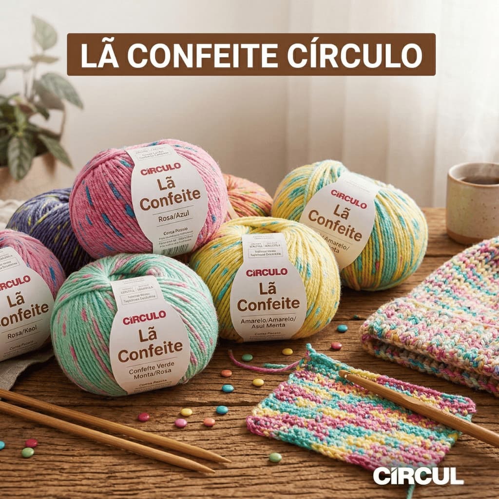 Lã Confete Círculo 100g Fio Premium Para Tricô E Crochê Macio Anti-Pilling - Escolha A Cor