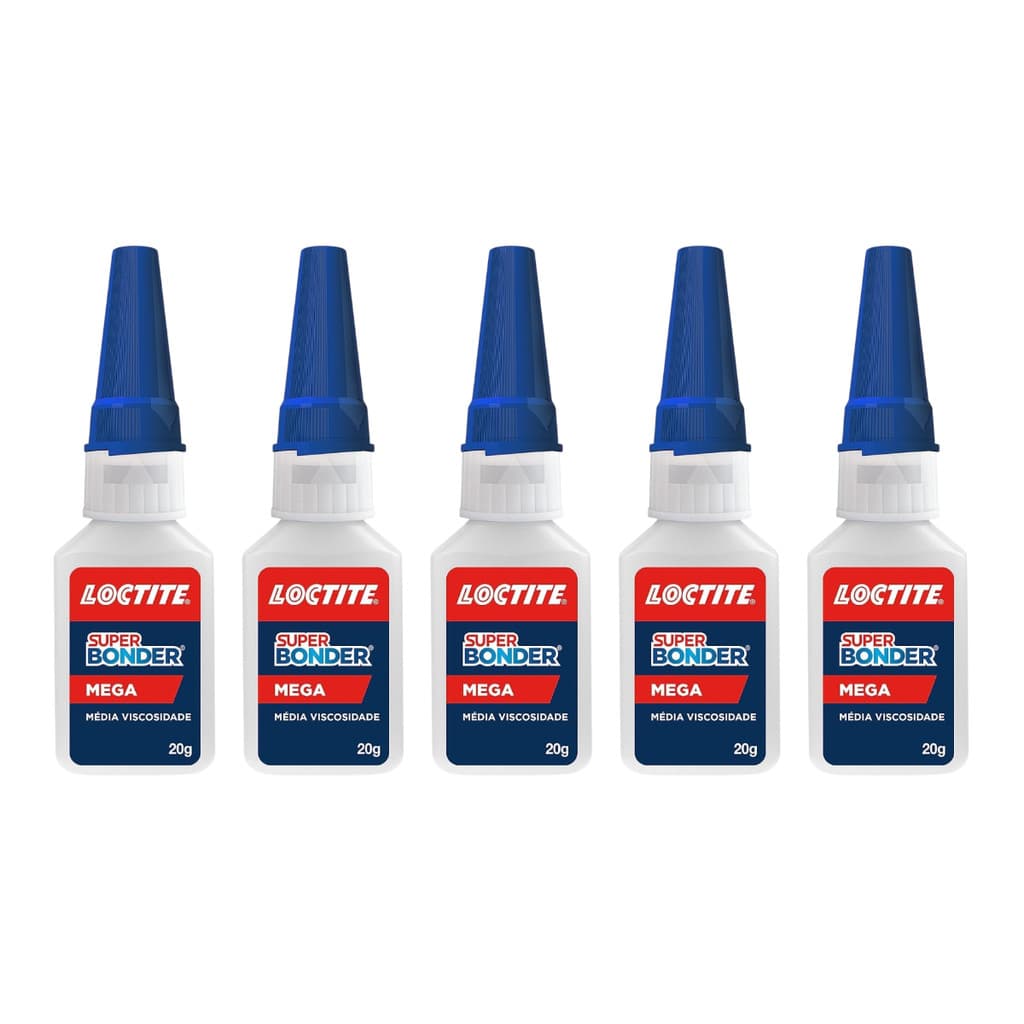 Kit com 5 Colas instantânea Loctite Super Bonder Mega 20g