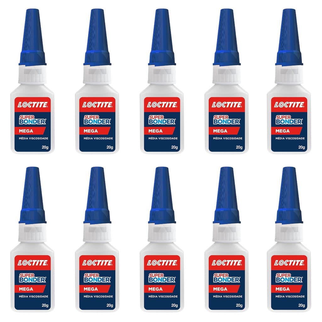 Kit 10 Colas Instantâneas Loctite Super Bonder Mega 20g - Máxima Adesão