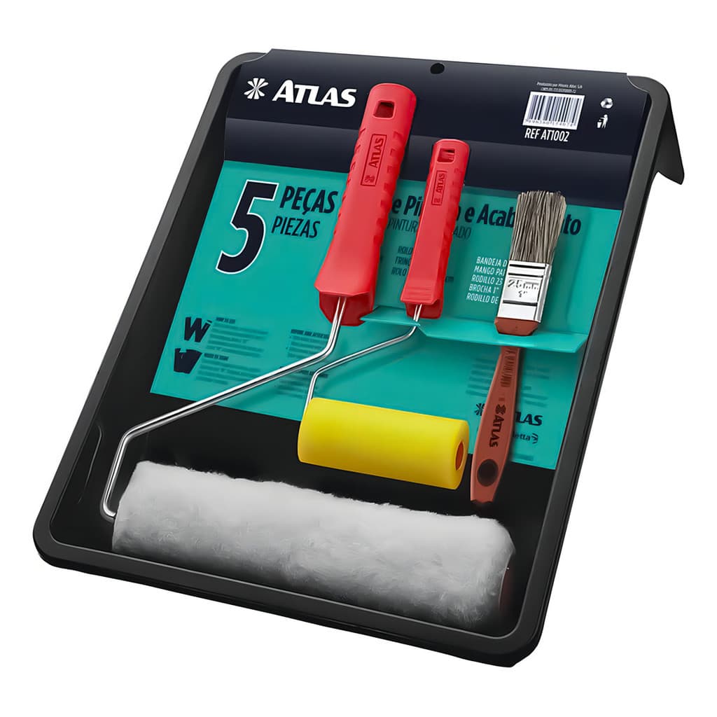 Kit Pintura Atlas Anti Gota 5 Peças Rolo Bandeja Trincha Original