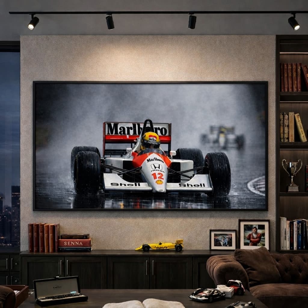 Quadro Ayrton Senna Interlagos 1991 Exclusivo Vitória na Chuva Decorativo Automobilismo F1