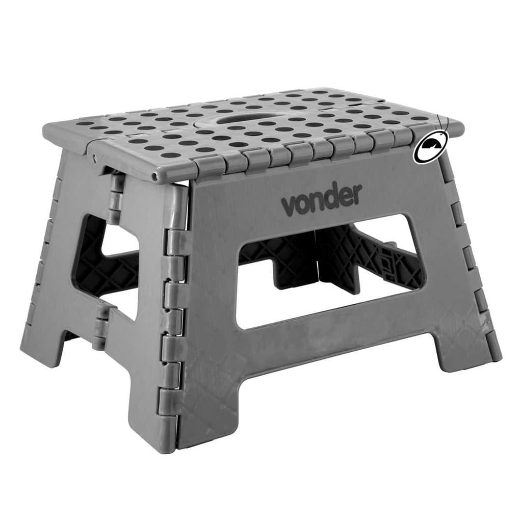 Banqueta Plástica Multiuso Dobrável 22cm Capacidade 150kg Vonder Cinza