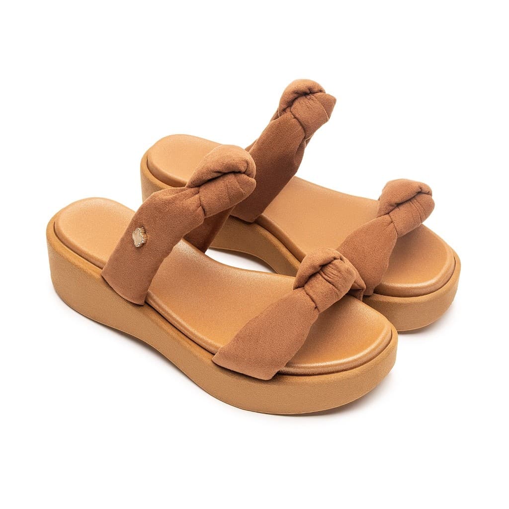 Sandália Feminina Plataforma com Tiras Acolchoadas e Nó – Conforto e Estilo Premium