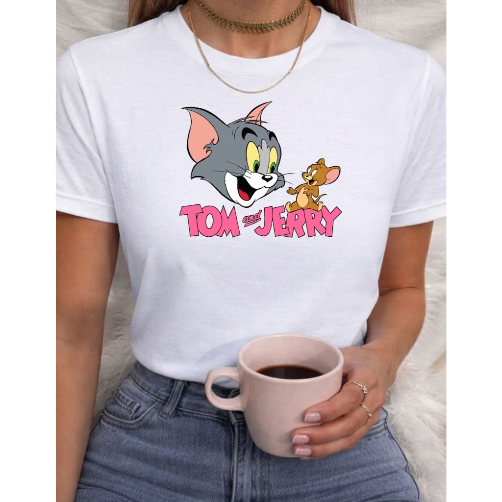 Camiseta Feminina Tom e Jerry Estampada Algodão Premium Casual Moda Confortável 2026 envio ja
