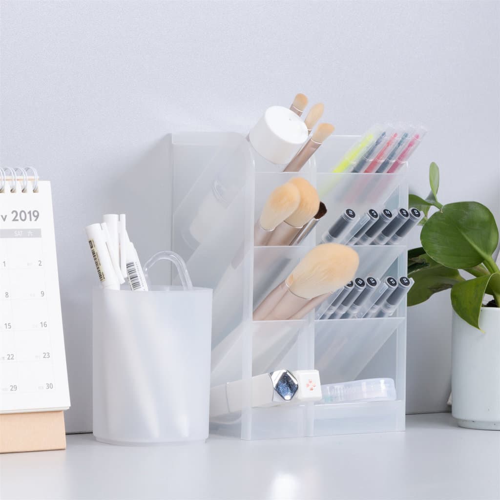 Novo estilo nórdico simples Desktop oblíquo quatro grade caneta titular estilo Muji estudante caixa de armazenamento de