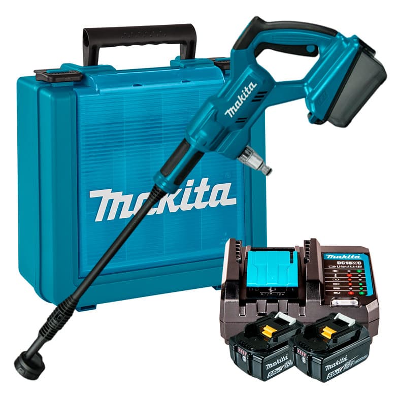 Lavadora Alta Pressão a Bateria 18V LXT Makita DHW180Z01 + Kit Energia 2 Baterias 5Ah + Carregador + Maleta KITMAK1850B