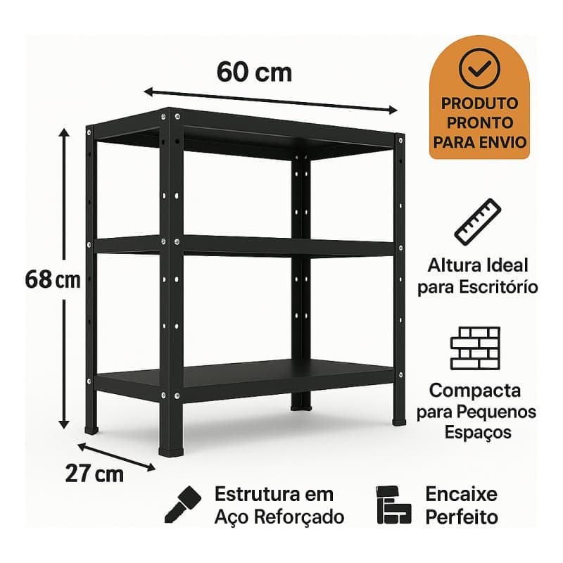 Móvel de Ferro 3 Níveis Preto: Prateleira Multiuso para Área de Serviço, Balcão de Cozinha para Micro-ondas e Estante