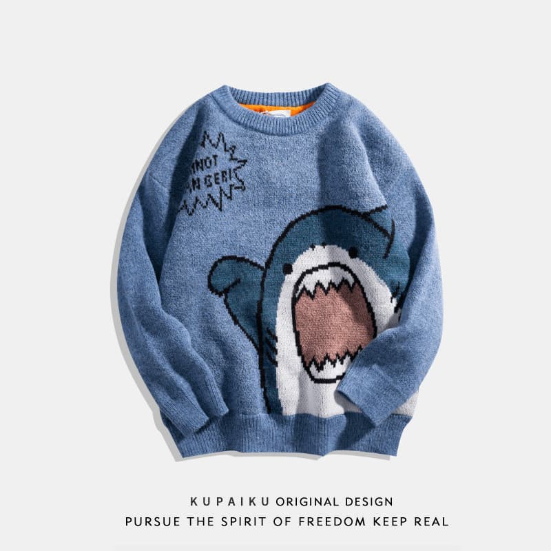 Desenhos animados em torno do pescoço camisola masculina outono inverno na moda ins primavera outono estilo Retro estilo