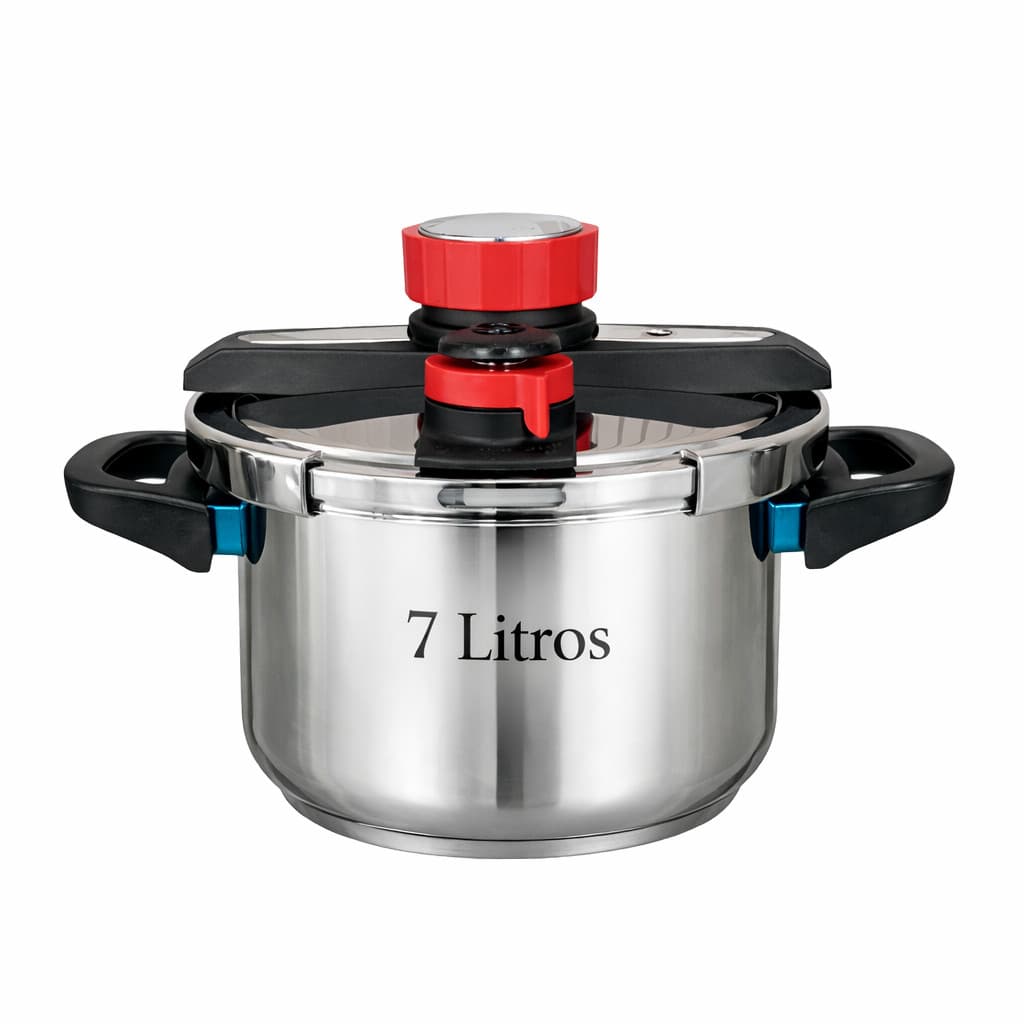 Panela de Pressão Inox 304 7 Litros Fundo Triplo Durável Compatível com Todos Fogões
