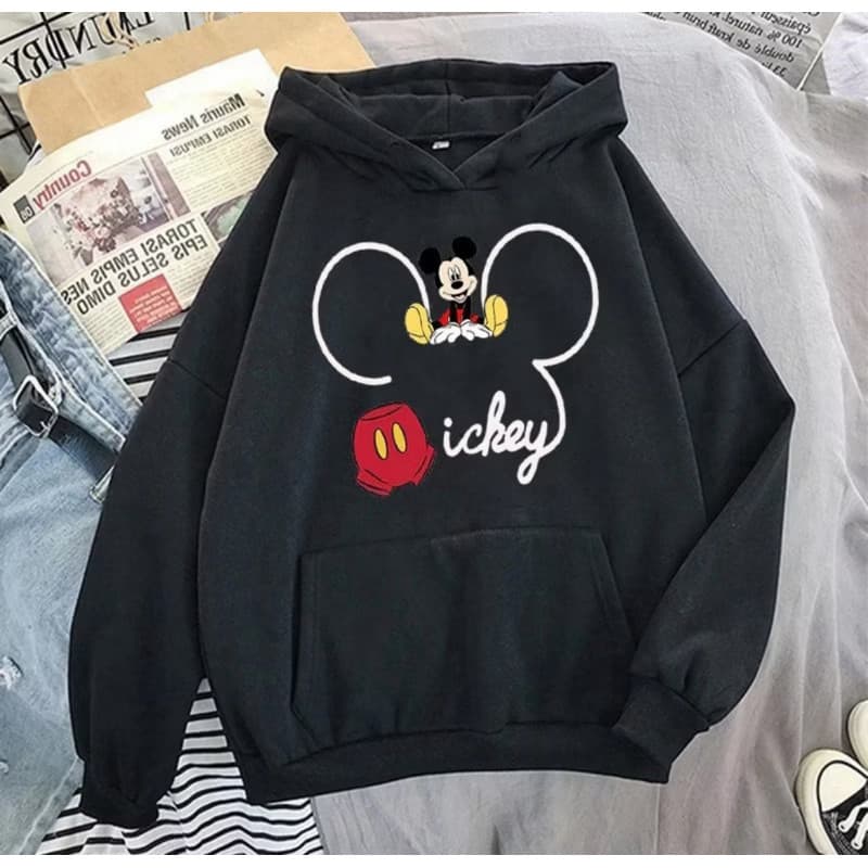 Moletom Canguru Blusa De Frio Mickey Mouse Desenh Disney Unissex  Com capuz (Mikey Coração)