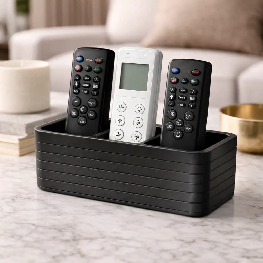 Porta Controle Remoto Organizador Mesa 3 Divisórias Cor preto