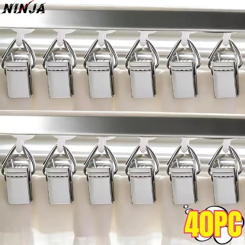 40/20 Unidades De Clipes De Cortina De Metal Antiderrapantes-Braçadeira De Suspensão Doméstica-Para Porta De Chuveiro-Ac