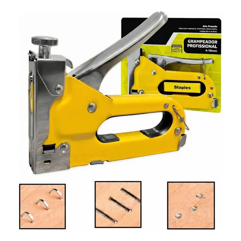 Grampeador Tapeceiro Profissional Alta Pressao Reforçado +1100 Grampos