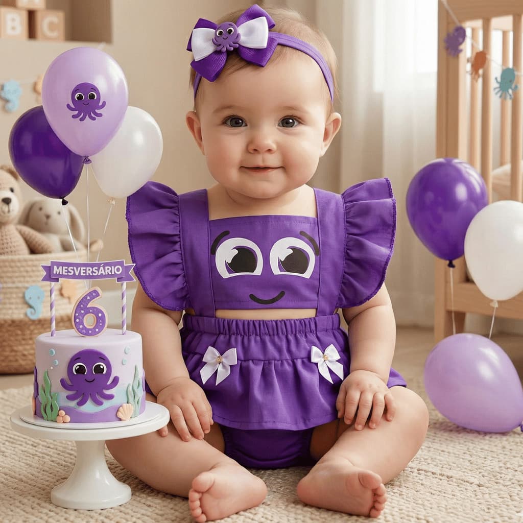 romper bebe temático bolofofos mesversario menina bolo fofo