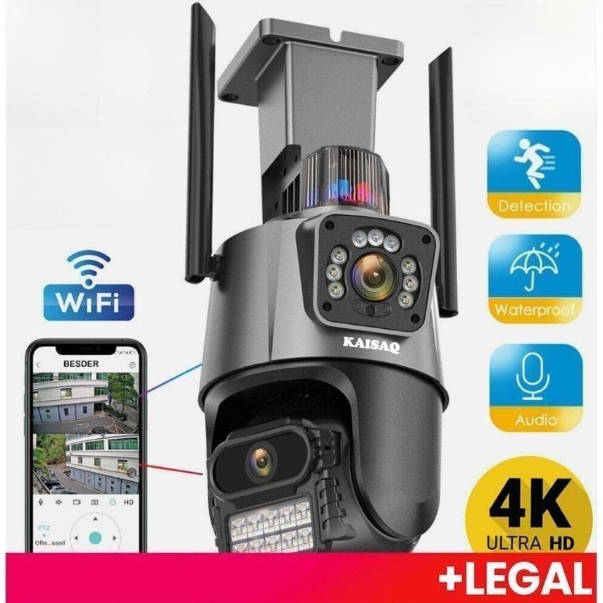 Câmera De Segurança Externa , Compatível Com Rede , Equipada Lentes Duplas , Resolução 4K 6MP E Função De Alarme Sonoro
