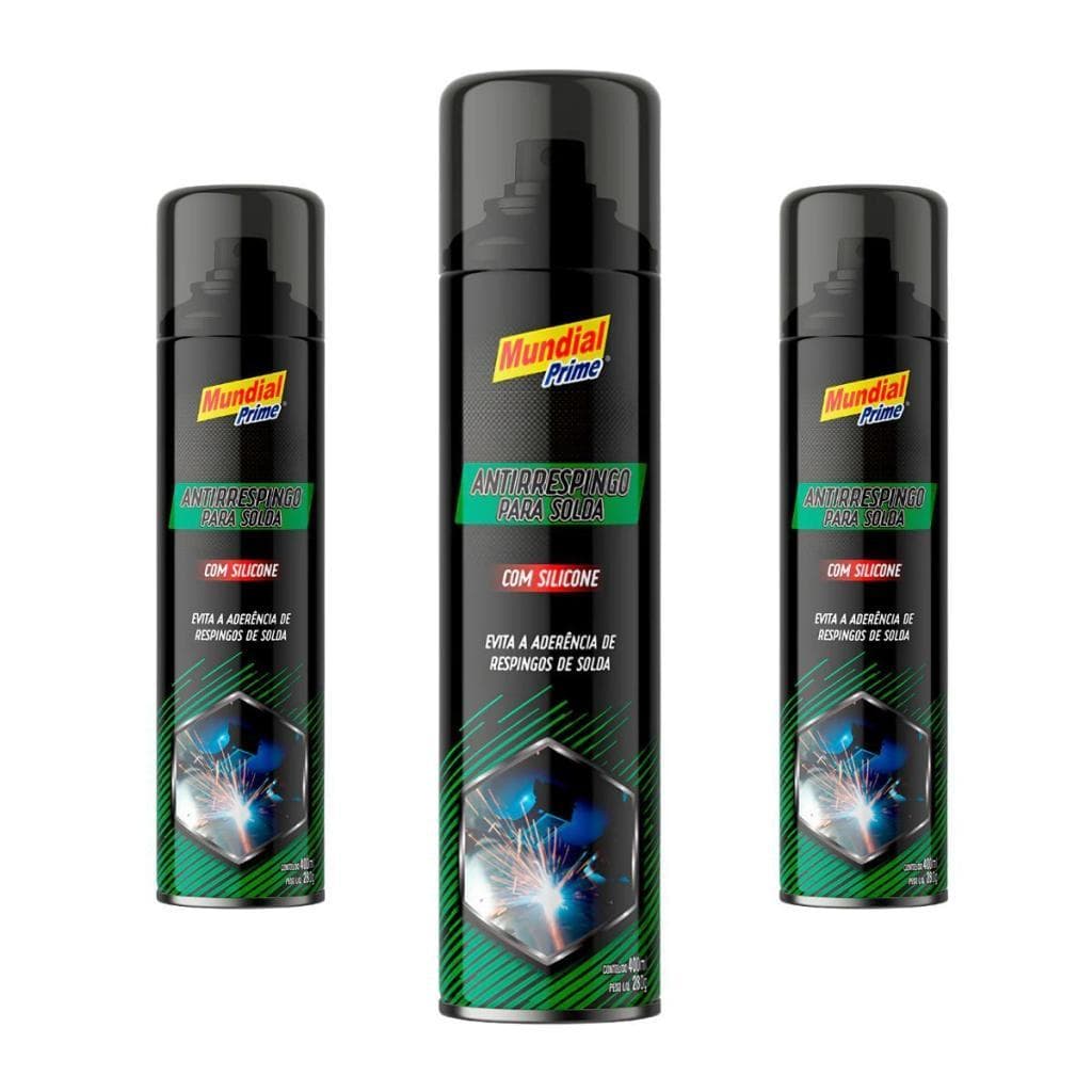 Kit 3 Antirrespingo De Solda 400ml Com Silicone Spray Anticorrosivo 280g - Mundial Prime