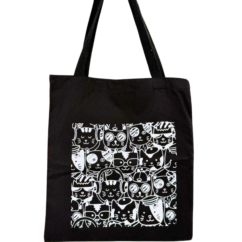 Bolsa Ecobag 100% algodão BLACK Estampa Gatos 2.0