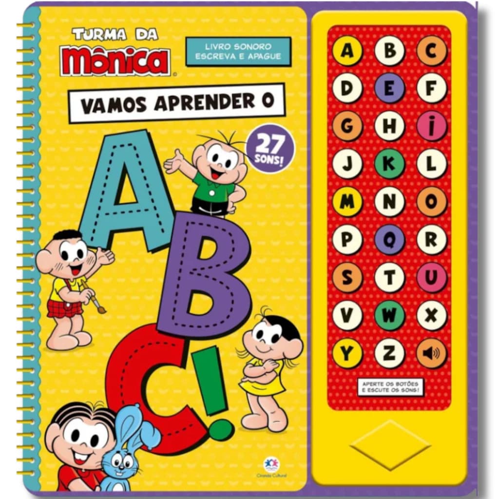 Livro Sonoro Turma da Mônica | Vamos Aprender o ABC | Escreva e Apague