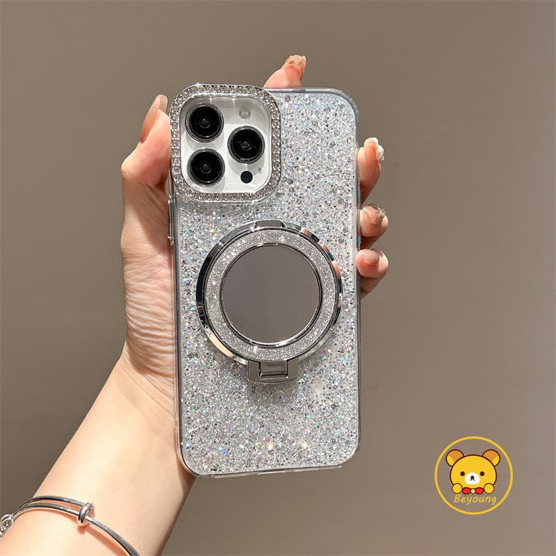Capa De Telefone Com Suporte De Espelho Brilhante Para Motorola Moto G86 Power G85 G84 G75 G73 G60 G64 G60S G56 G55 G54