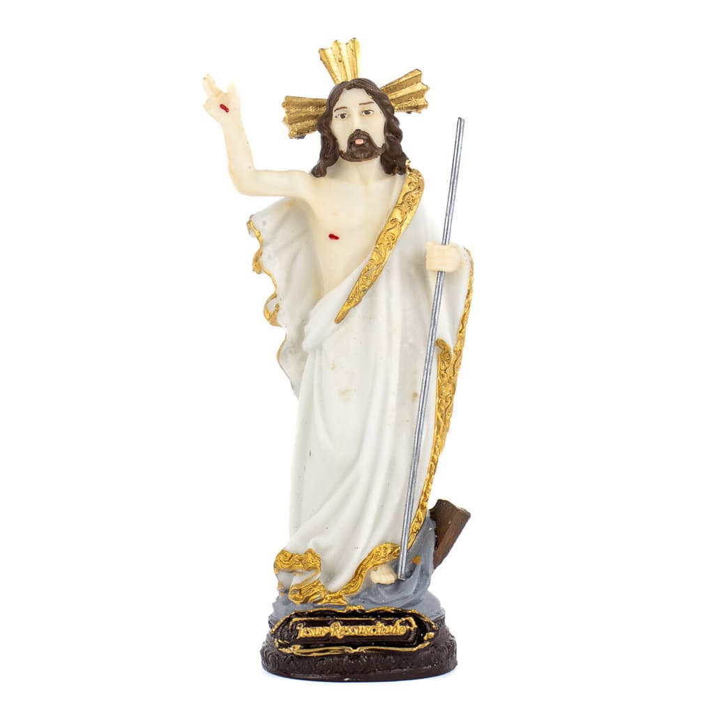 Escultura Jesus Ressuscitado 15 cm em Resina