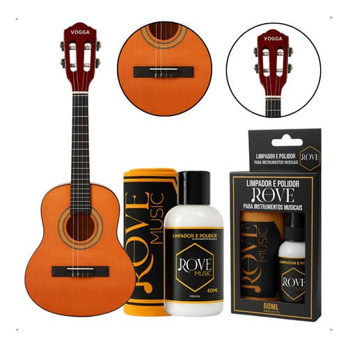 Cavaco Acustico Vogga Vcc600 Nb Natural Brown + Polidor Rove Marrom Natural