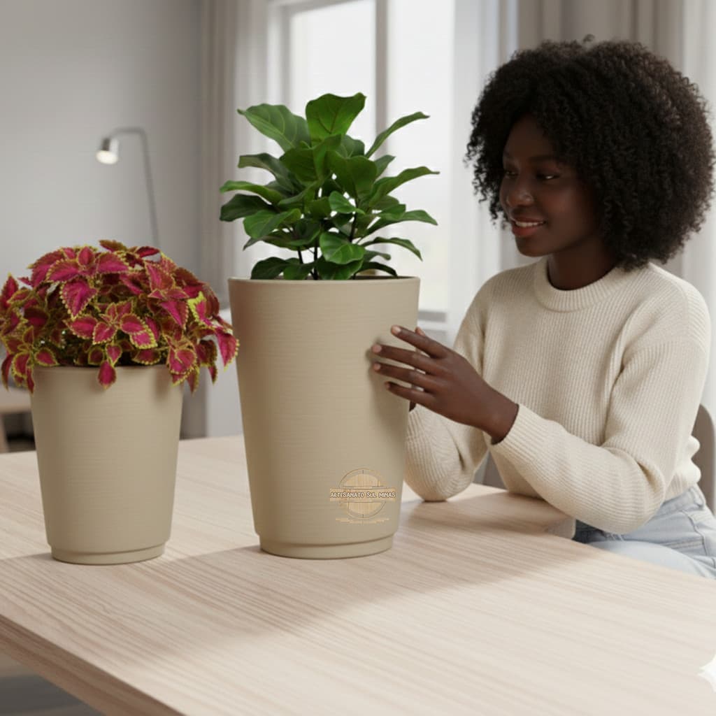 2 Vaso de Plantas Modernos Varanda Luxo Decorativos Polietileno