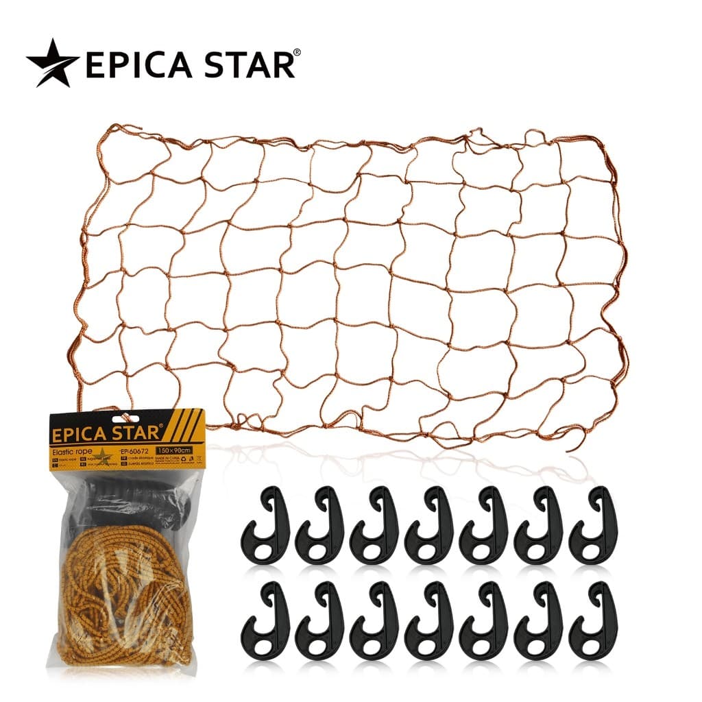 Rede de Carga Elástica 150x90cm - 12 Ganchos para Pesca e Transporte Seguro