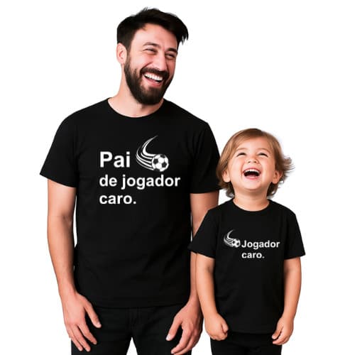 Kit Camisa Tal Pai Tal filho Estampada100% Algodão Pai de Jogador Caro Dia do Pais.