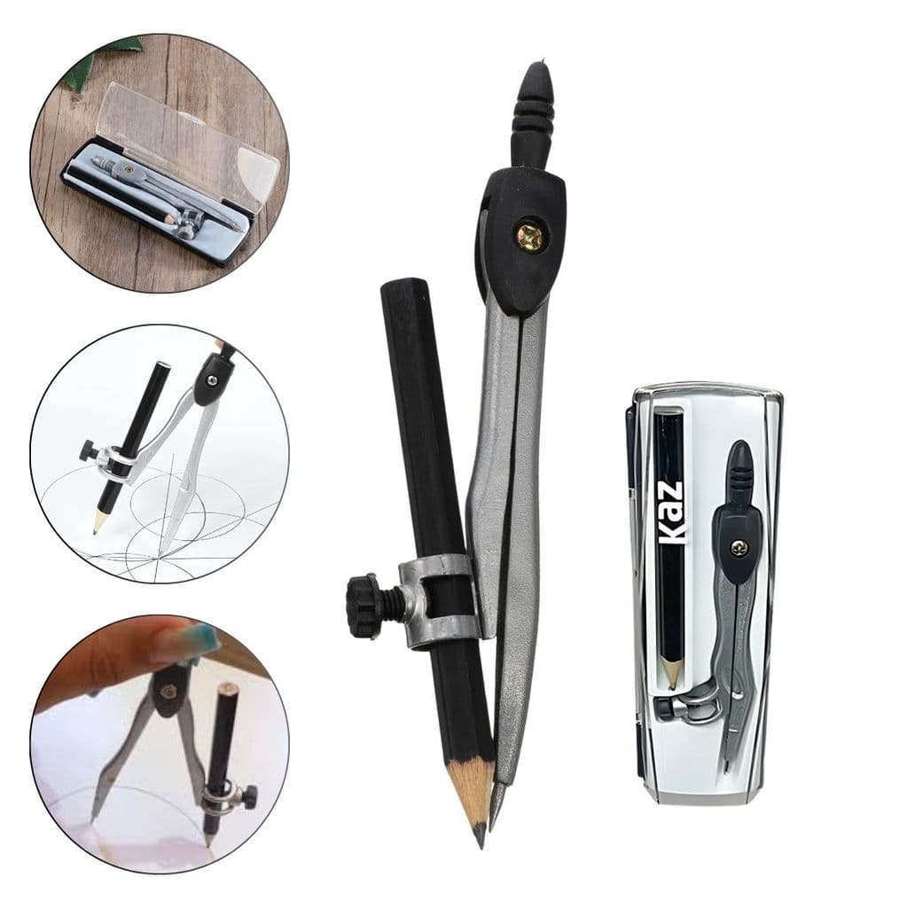 Compasso Tecnico Escolar Aluminio Lapis Lapiseira Metalico Anatomico Leve