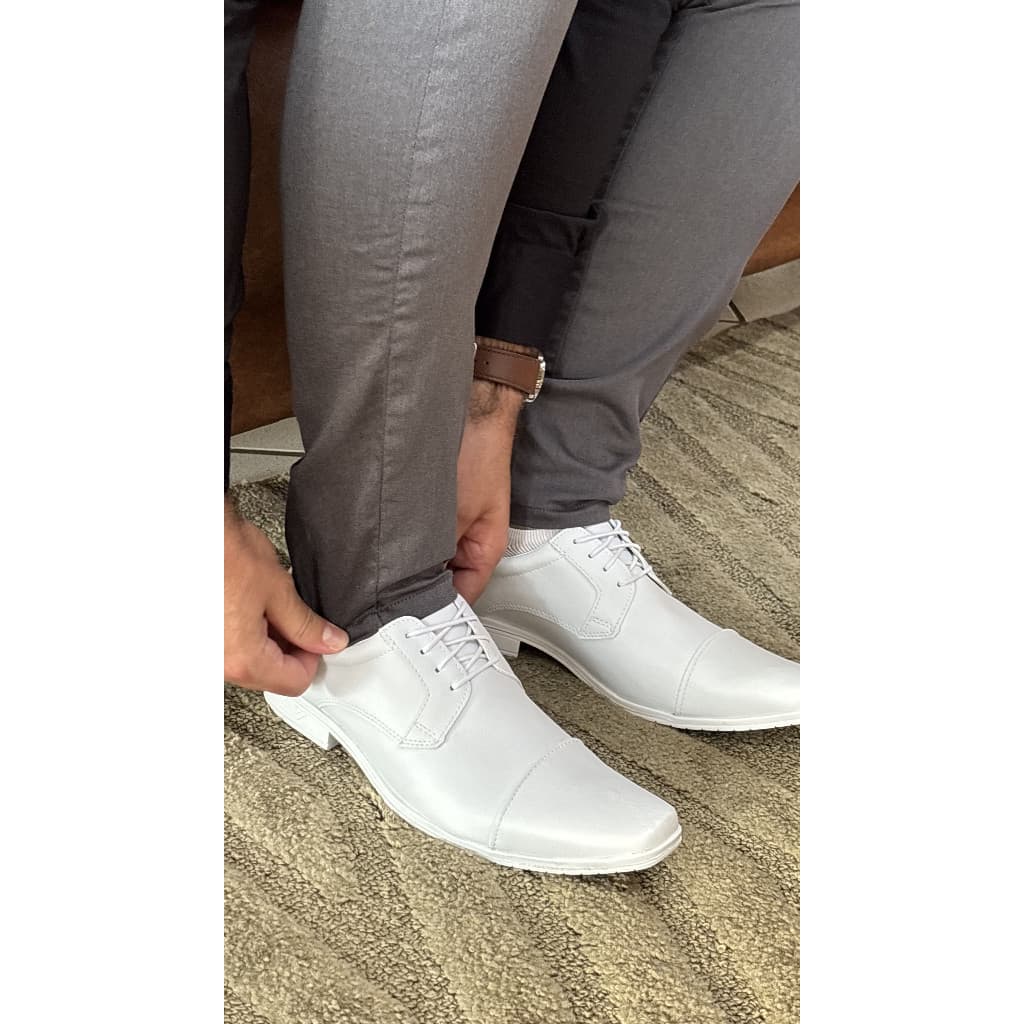 Kit Sapato Branco Trabalho Casual Moderno Sofisticado Medico Enfermeiro + Cinto Masculino